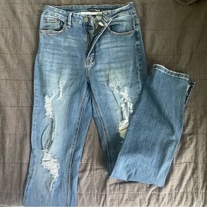 Ripped side split jeans